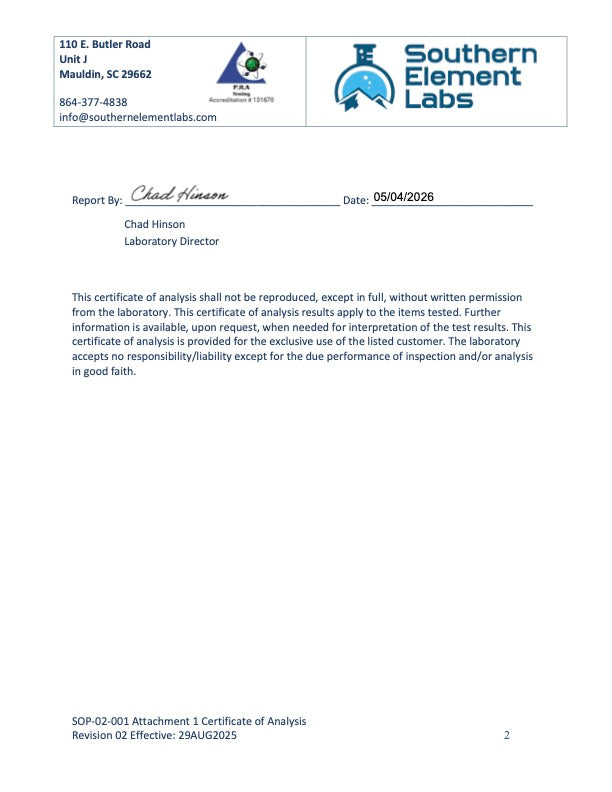 Certificate of Analysis