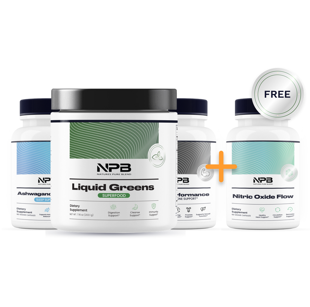 BOGO: 1 Ashwaganda, 1 Liquid Greens, 1 Peak + 1 Free Nitric Oxide