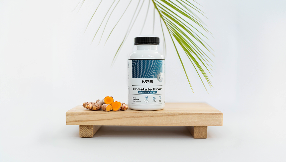 Prostate Flow bottle with turmeric root