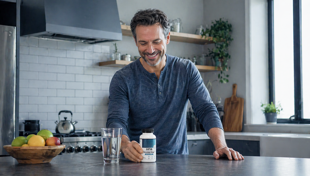 Man enjoying his morning in the kitchen